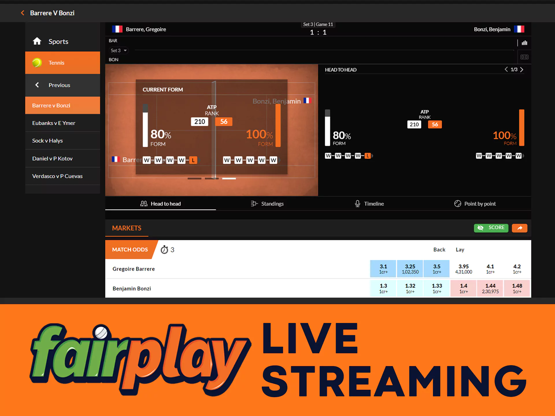 Watch games at Fairplay.