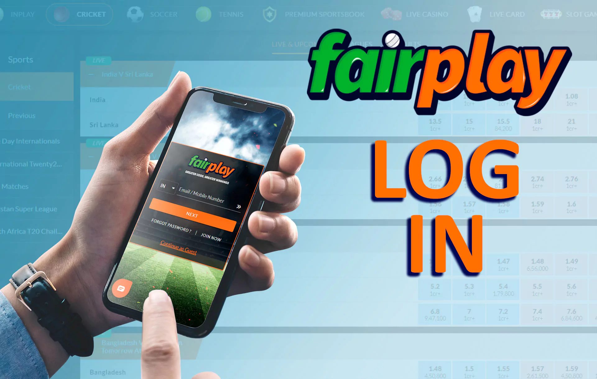Enter your login and a password to log in to Fairplay app.