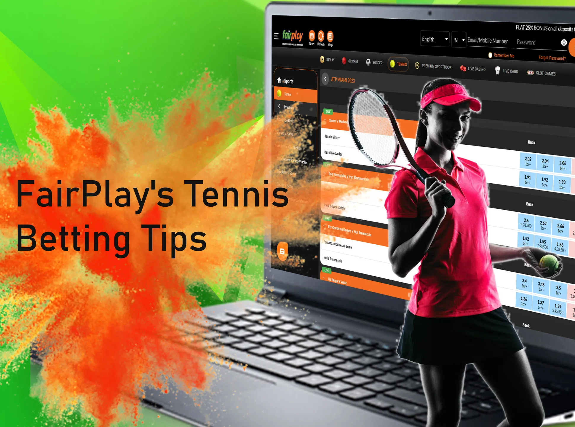 Use our tips to win more from the tennis betting on Fairplay.