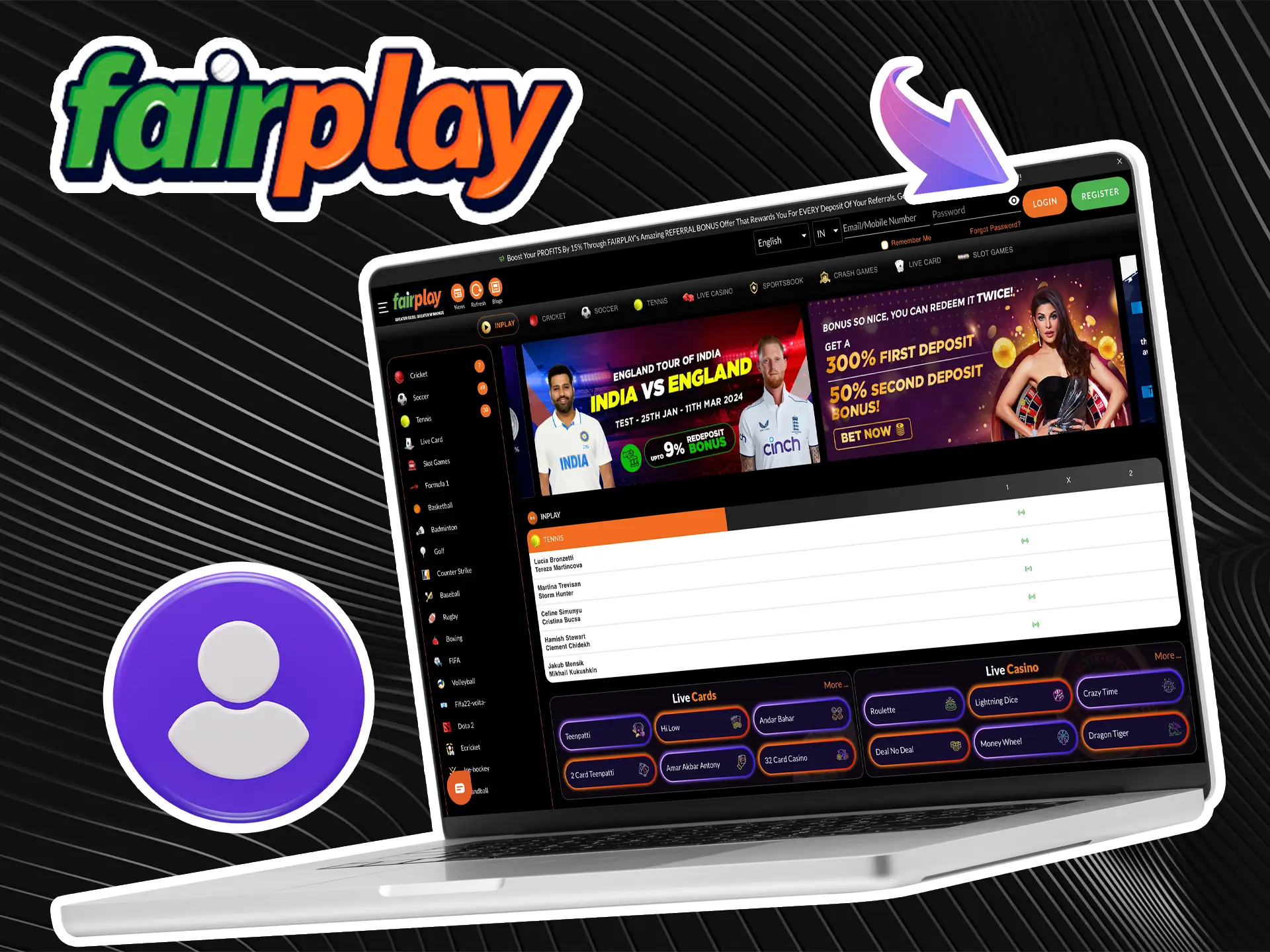 Log in to your personal account to access all the features of the Fairplay website.